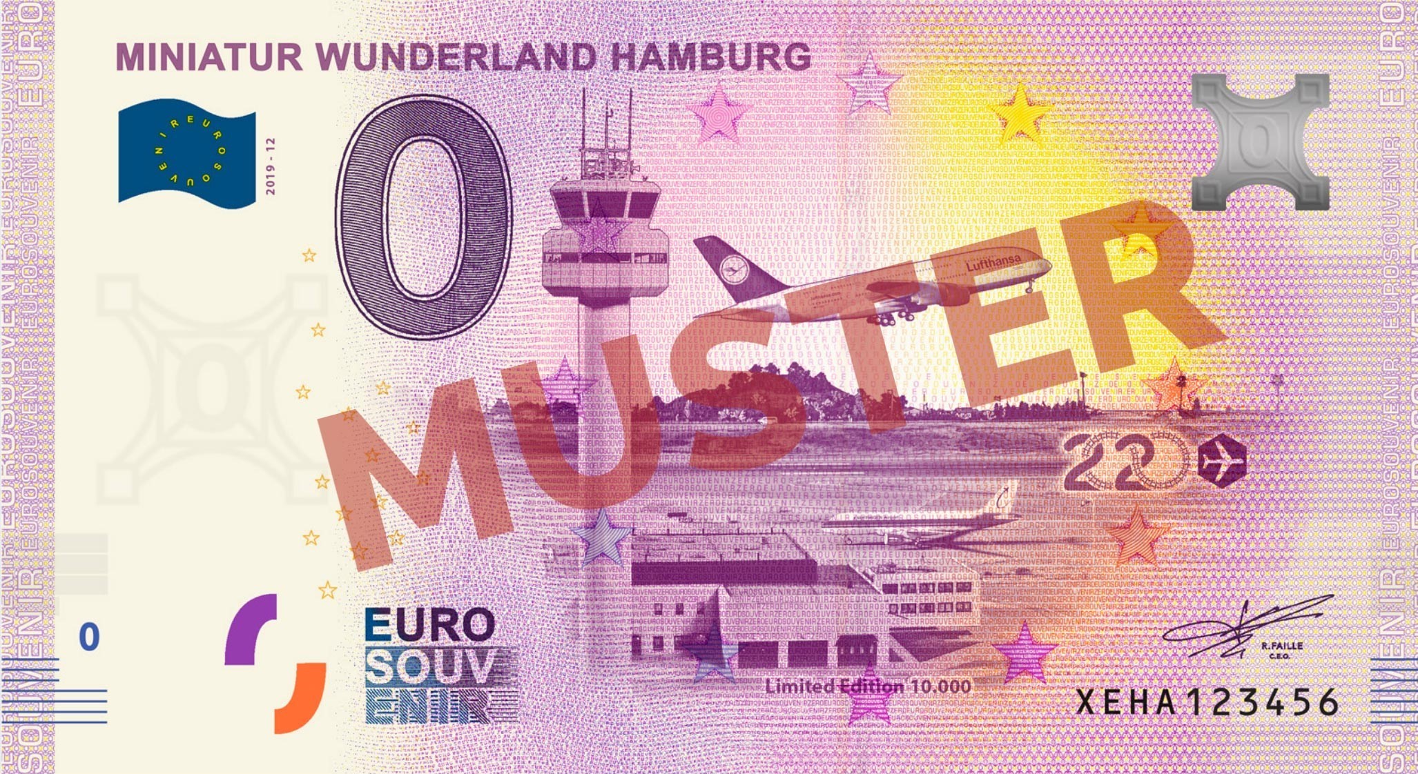 Eurosouvenir 0 Euro Schein Miniatur Wunderland Hamburg 2019  Venedig 2018-5