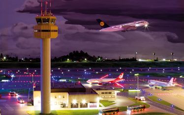 Flughafen Start Lufthansa Nacht