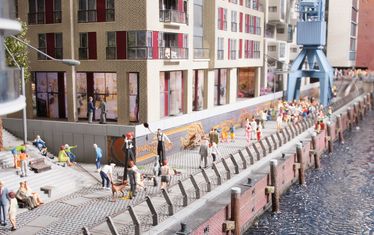 Hamburg Hafencity Promenade Fischwand